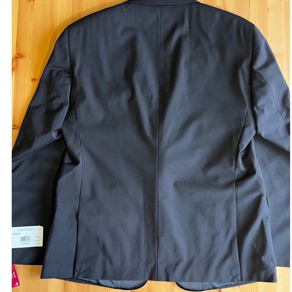 Calvin Klein Slim Fit Infinite Stretch‎ Black Tuxedo Jacket Wool Blend 42S 0809